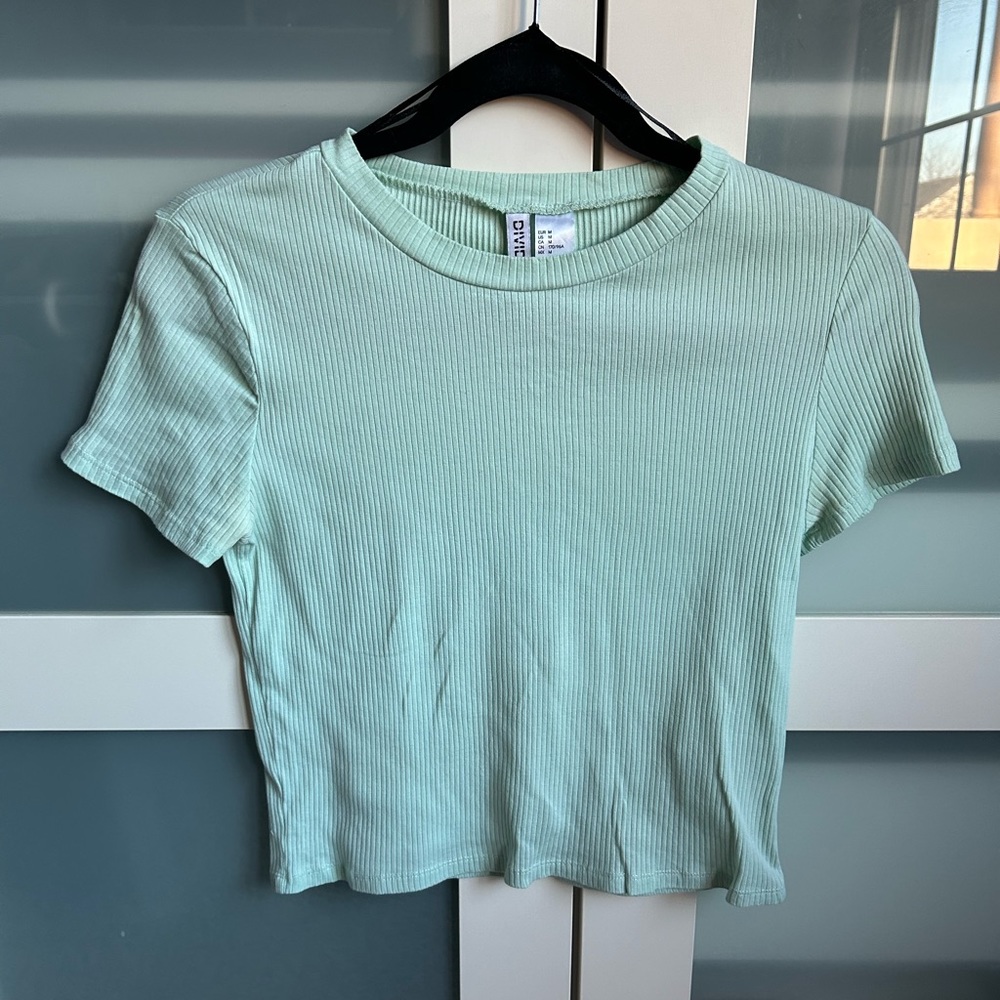 Medium seafoam-green crop top